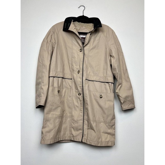 Ashton Cove Tan midi Trench jacket- Button front sz 8 fall jacket staple - Picture 1 of 11